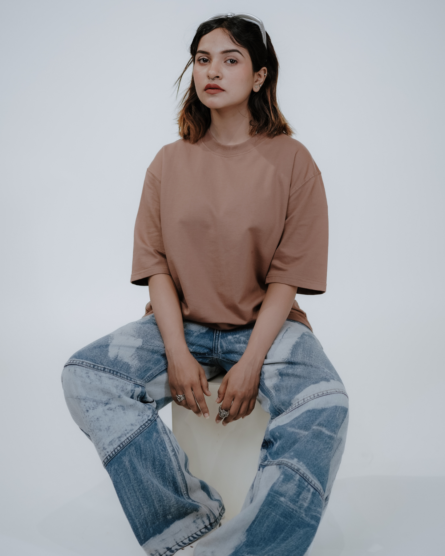 Oversized Back-Printed Luxe Unisex T-Shirt - (Brown)