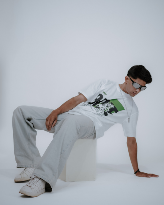 Oversized Graphic Printed Luxe Unisex T-Shirt - (White)