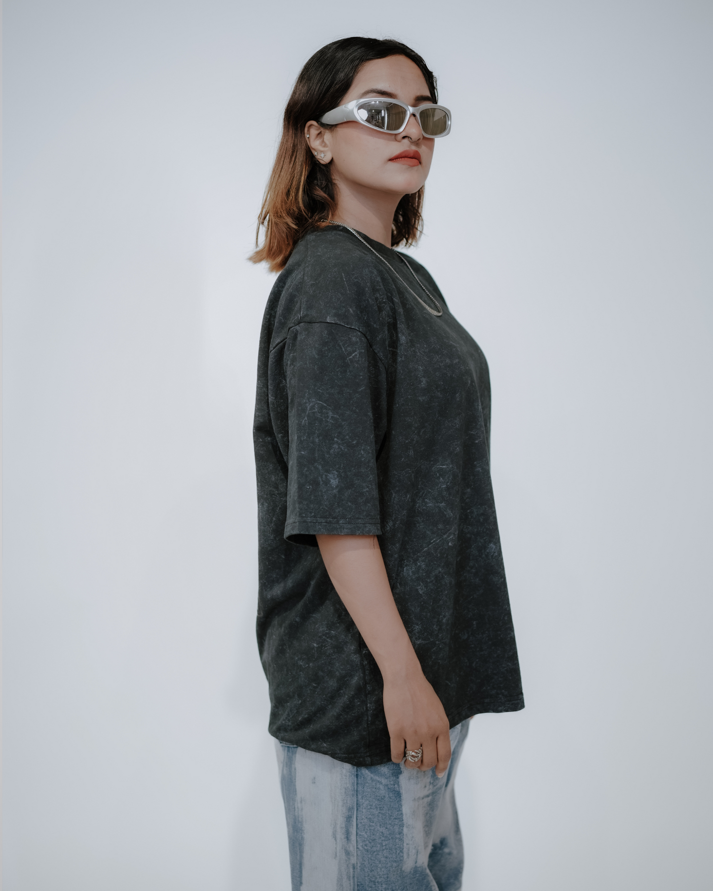 Acid Washed Oversize Luxe Unisex T-Shirt - Pattern Black