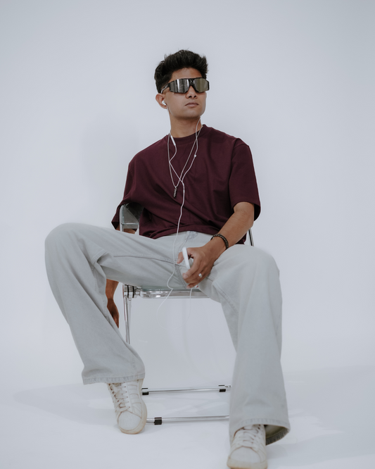 Oversized Back-Printed Luxe Unisex T-Shirt - (Grape wine)