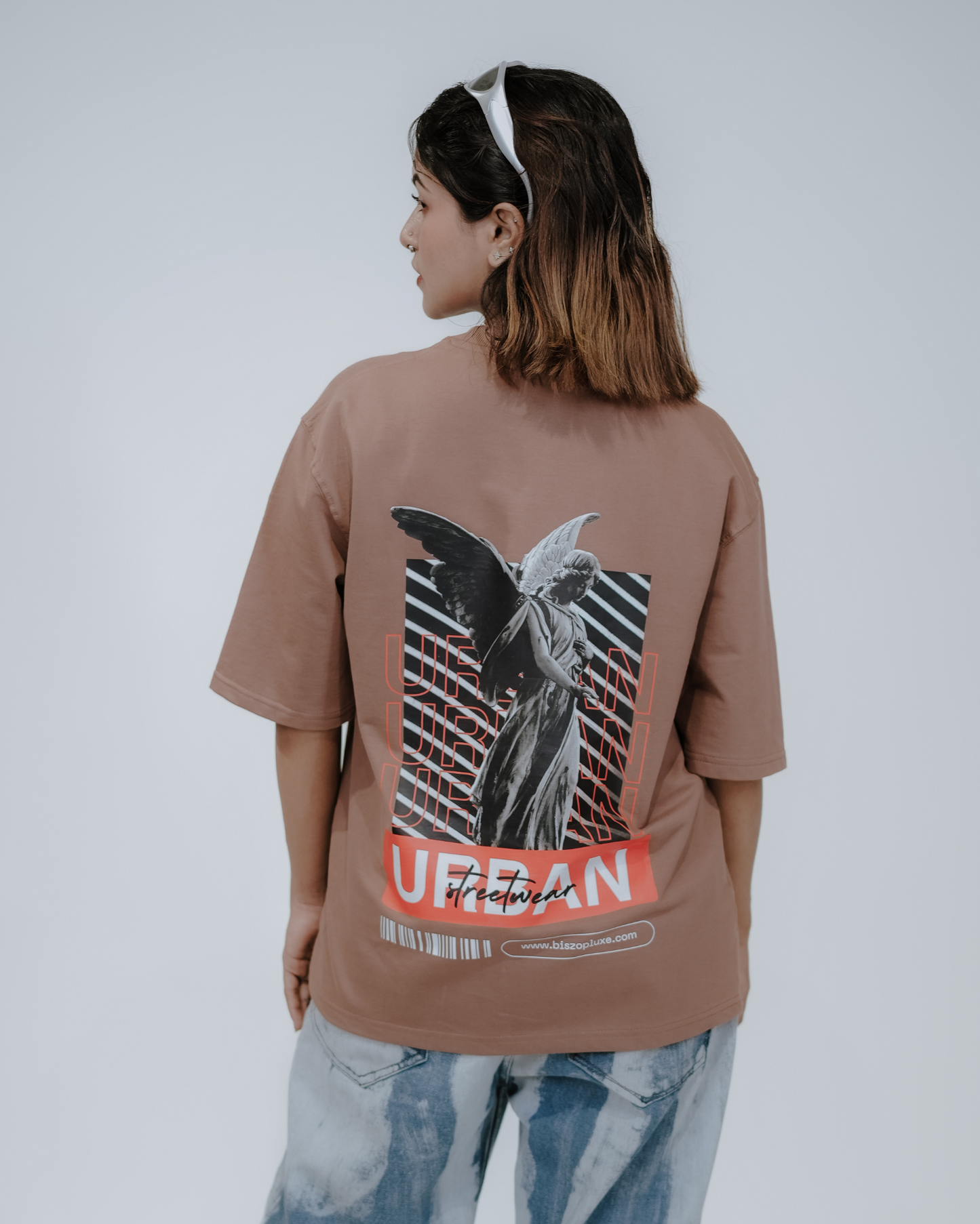 Oversized Back-Printed Luxe Unisex T-Shirt - (Brown)